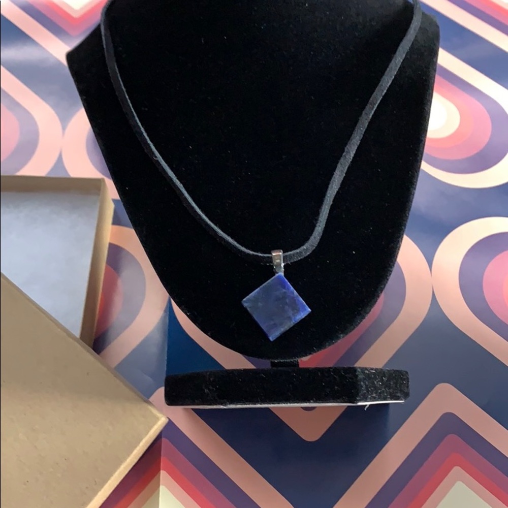 3/$25 or $12 Blue Polished Stone/Leather Adjustable Chain Necklace lowest price